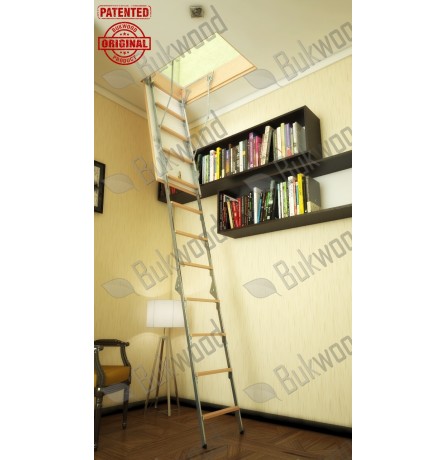 Складні горищні сходи Bukwood ECO+ Metal Standard 110х60 см