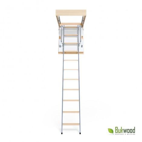 Складні горищні сходи Bukwood EXTRA Metal Mini 90х90 см
