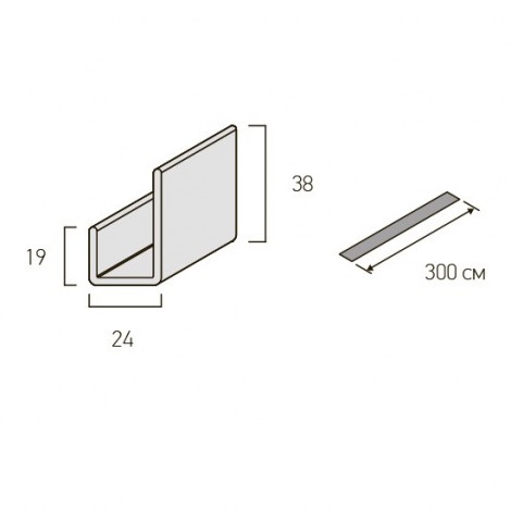 Планка J-trim для фасадних панелей VOX Kerrafront Wood Design FS-251 38х3000 мм