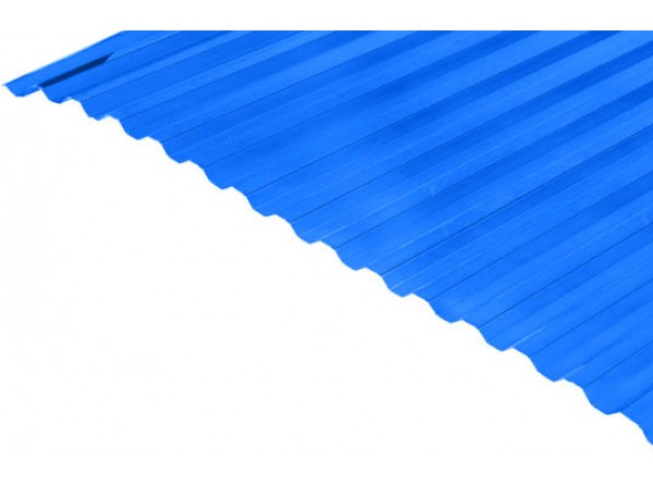 Профільований монолітний полікарбонат синій BauGlas 1050х3000 мм